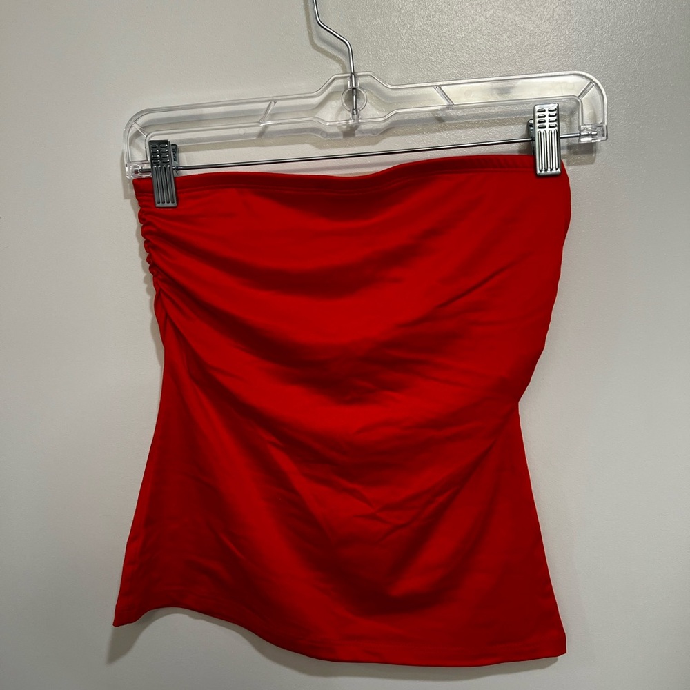 Red strapless top